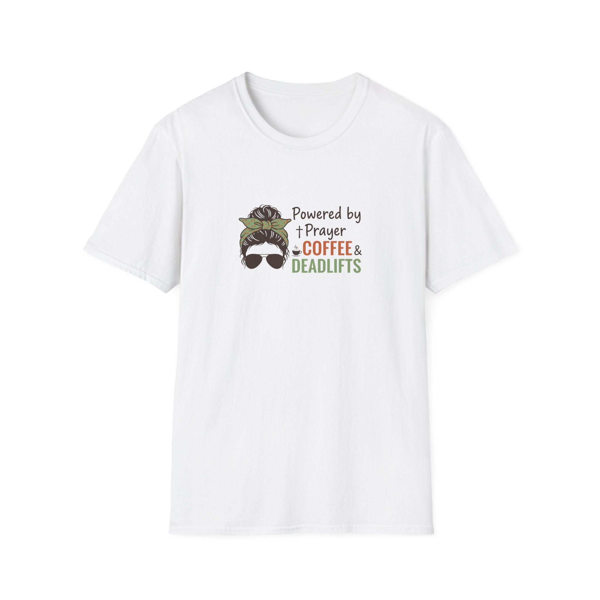 Powered By Prayer Coffee and Deadlifts T-Shirt.