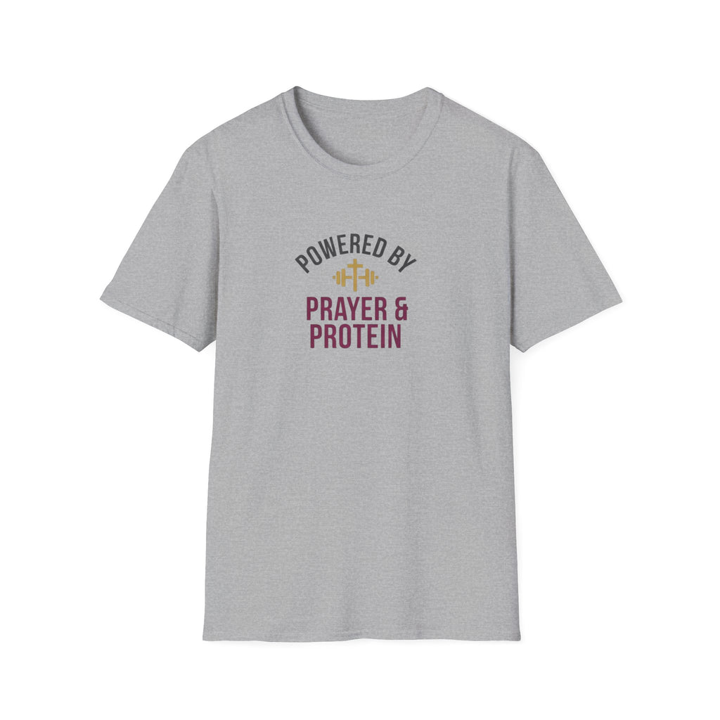 Powered By Prayer and Protein T-Shirt.