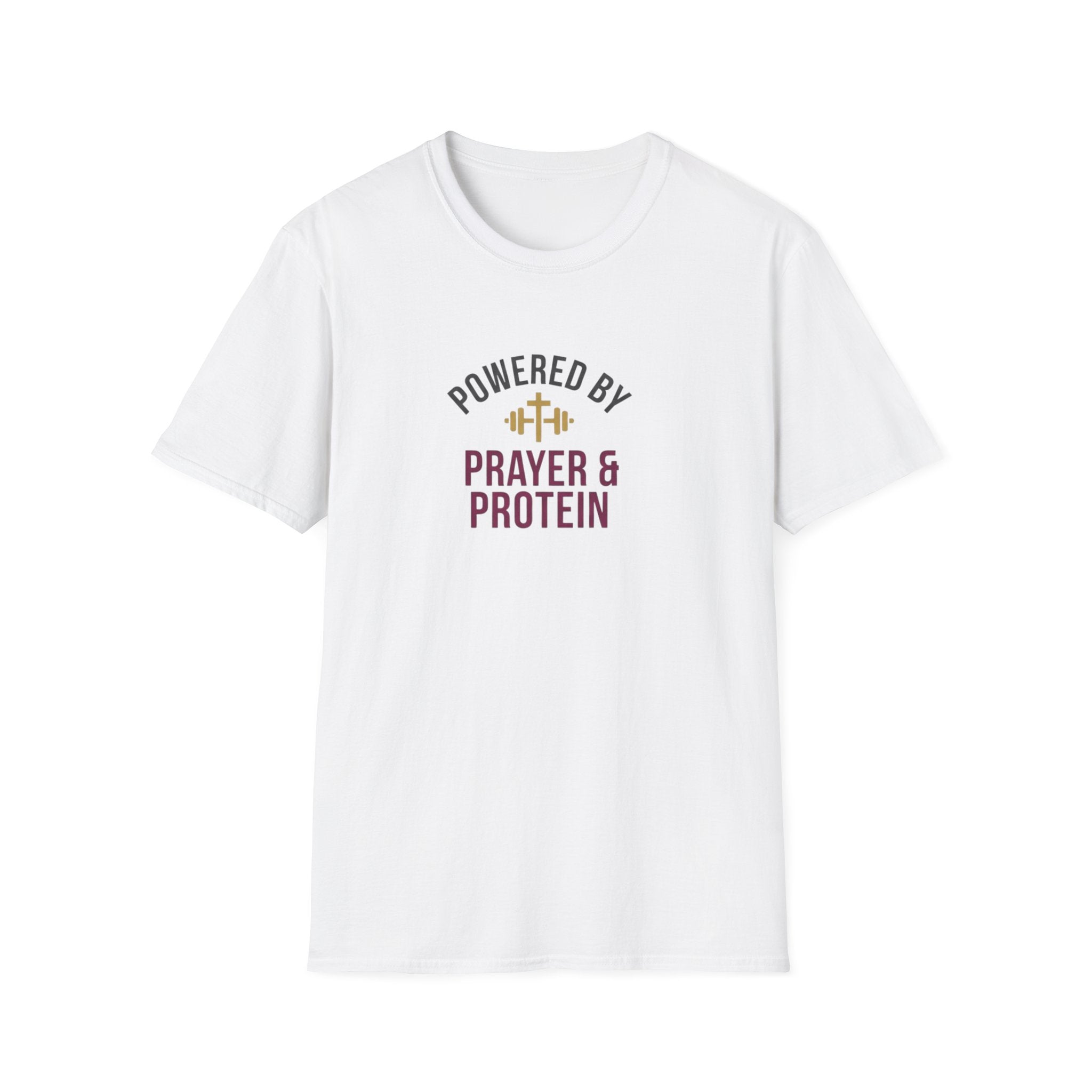 Powered By Prayer and Protein T-Shirt.