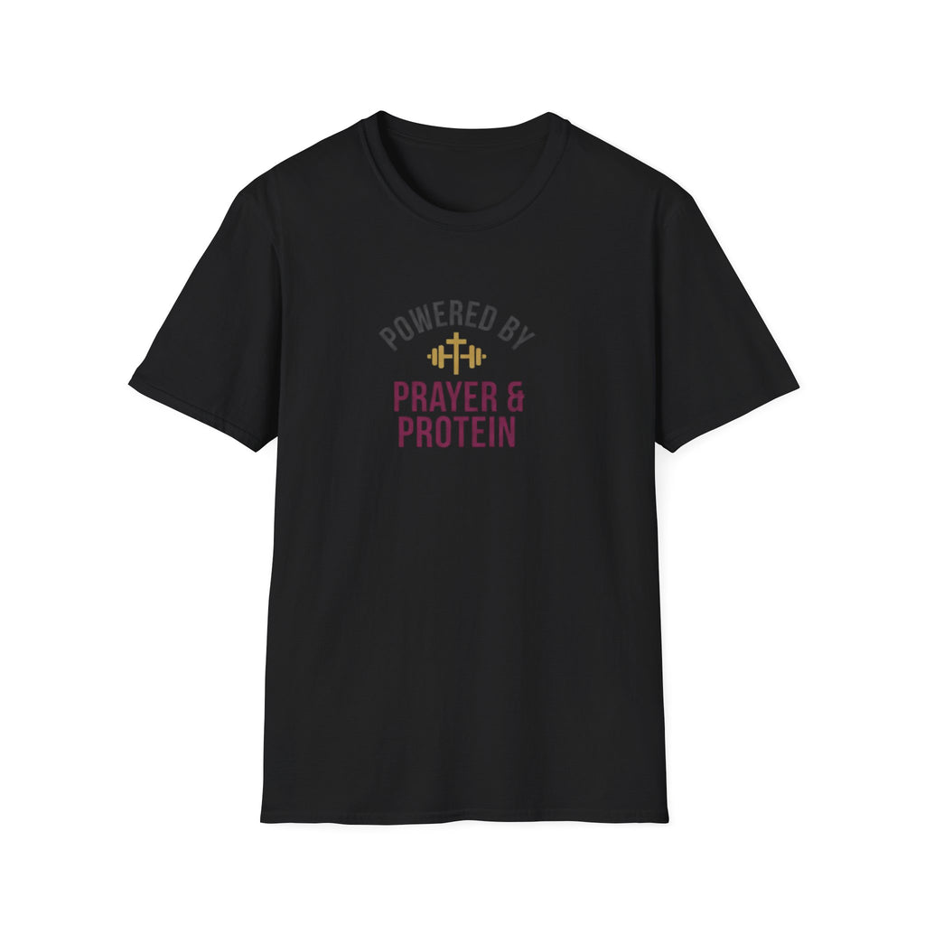 Powered By Prayer and Protein T-Shirt.