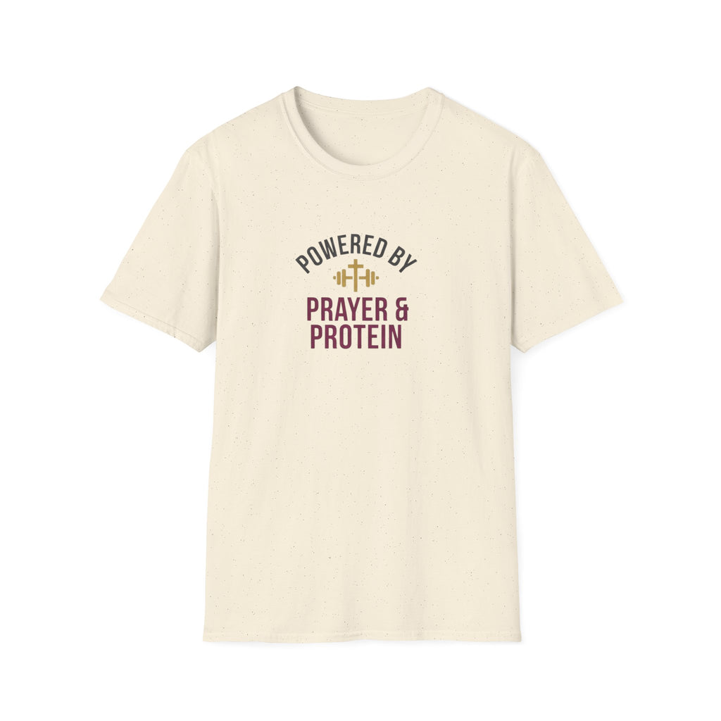 Powered By Prayer and Protein T-Shirt.