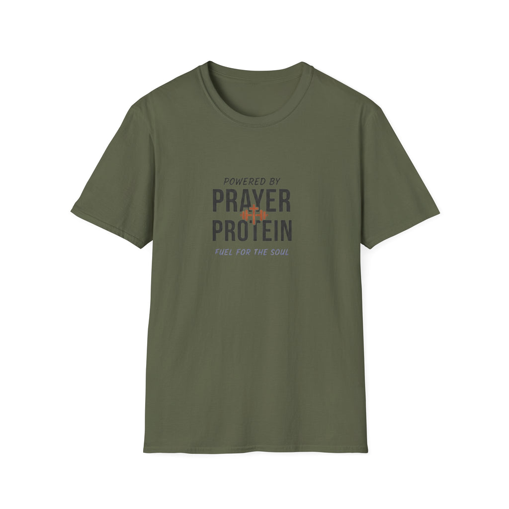Powered By Prayer and Protein T-Shirt.