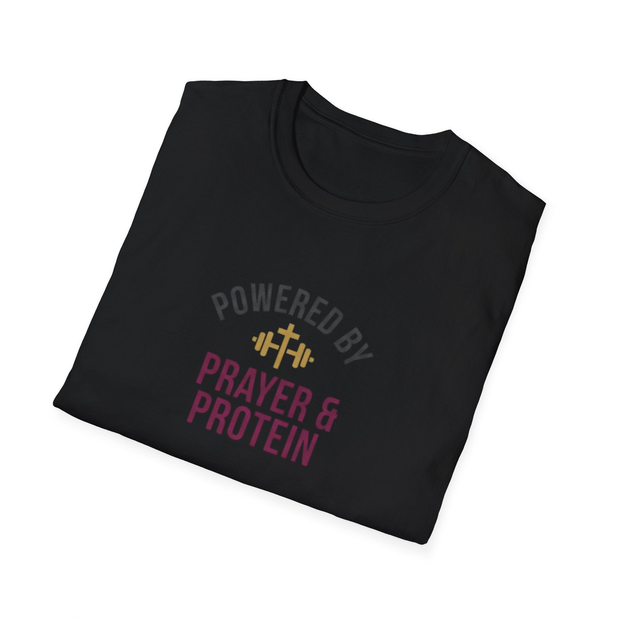 Powered By Prayer and Protein T-Shirt.
