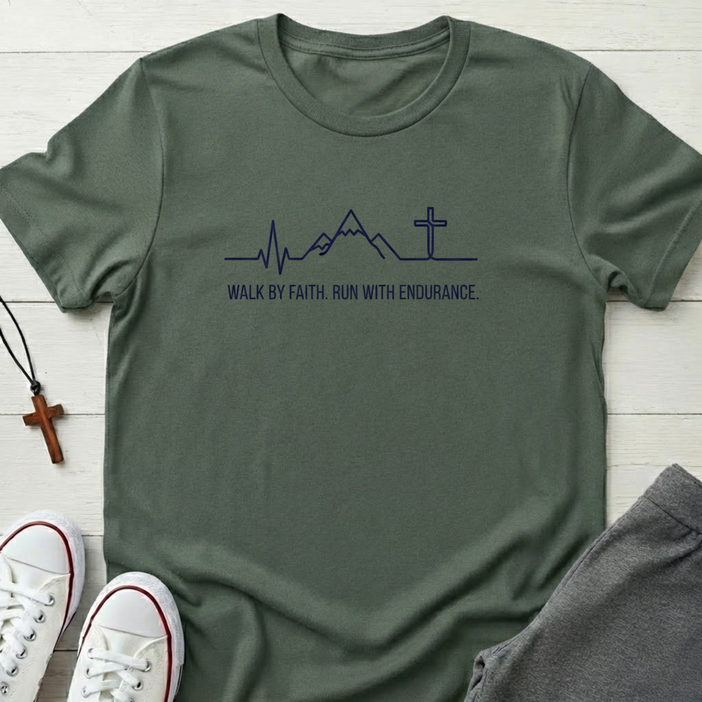 Walk By Faith, Run With Endurance T-Shirt.
