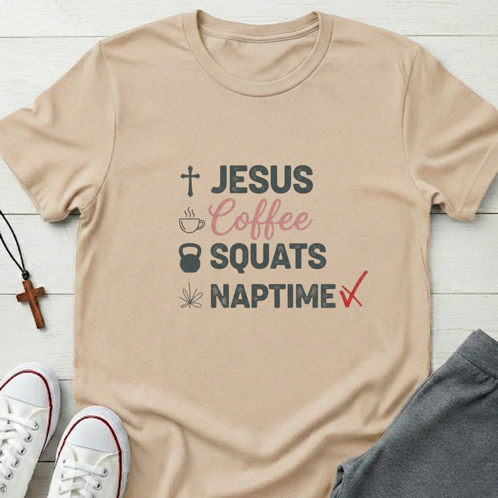 Jesus Coffee Squats Naptime T-Shirt.