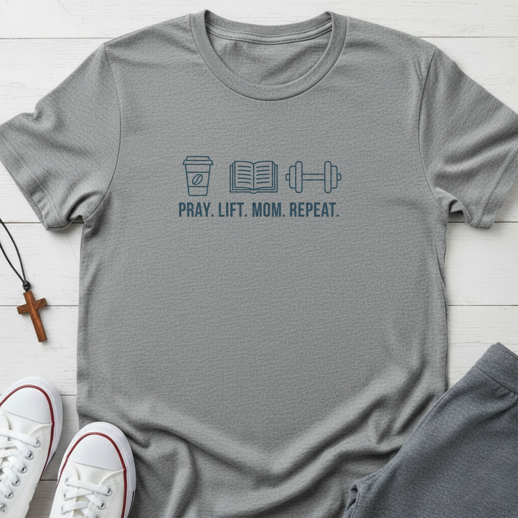 Pray. Lift. Mom. Repeat T-Shirt.