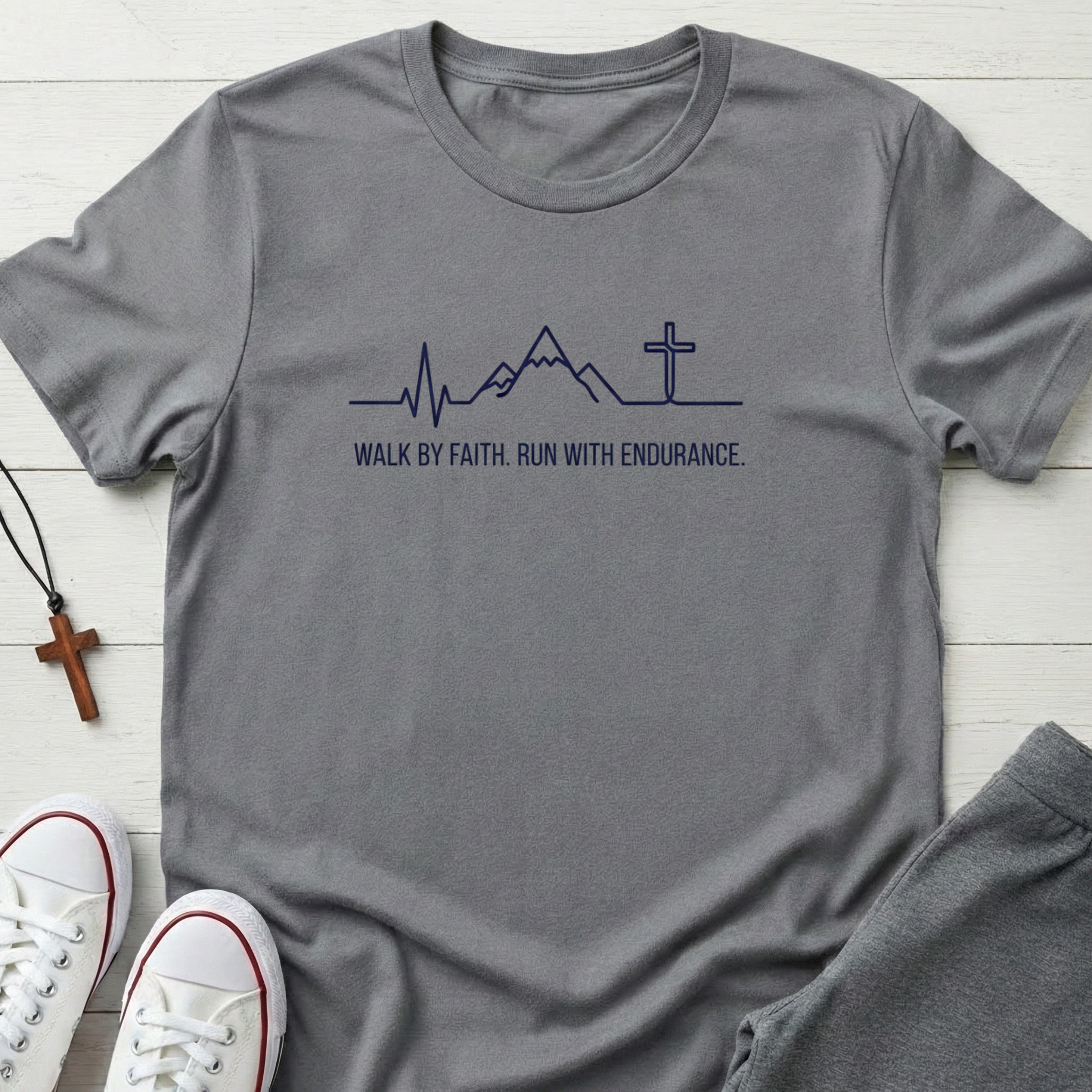 Walk By Faith, Run With Endurance T-Shirt.